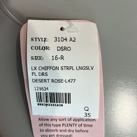 NWT Dessy Collection Convertible Neck Long Sleeve Chiffon Gown Desert Rose - Picture 10 of 11